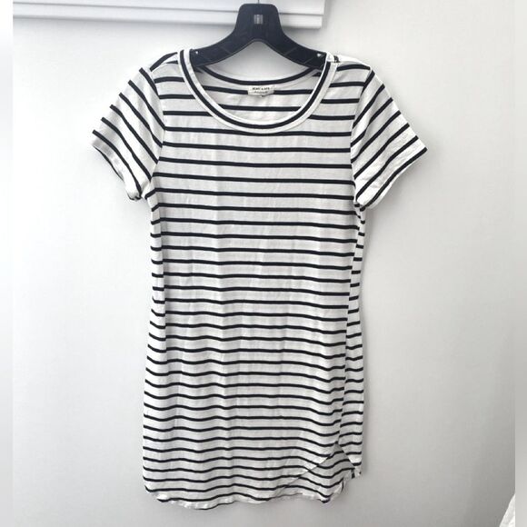 Striped T-Shirt Dress Women's M/L Cotton Stretch Basic Travel Academia Preppy - Picture 3 of 11